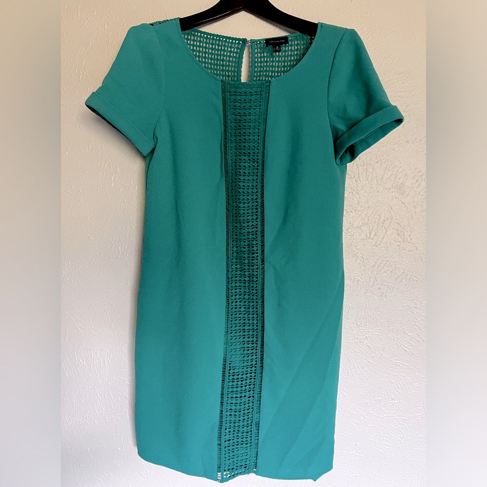 Teal Straight Line Dress with Woven Detailing